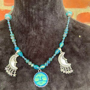 Ethereal Moon and Stars Celestial Necklace